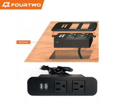 ST-066 cETLus FURNITURE POWER UNIT- 2-OUTLET WITH USB