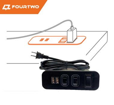 ST-064 2 AC SOCKET + 2 USB 3.1A FOR CHARGING WITH OVERCURRENT PROTECTION SWITCH