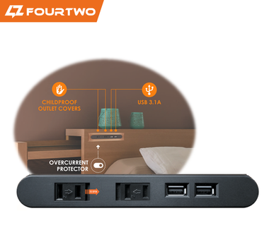 ST-065 2 AC SOCKET + 2 USB 3.1A FOR CHARGING WITH OVERCURRENT PROTECTION SWITCH