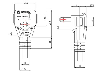 ST-216A BSMI電源線 / 插頭 (冷氣插)